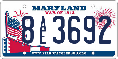 MD license plate 8AE3692