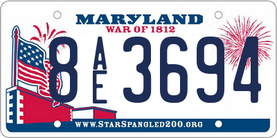 MD license plate 8AE3694