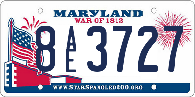 MD license plate 8AE3727