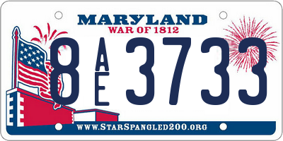MD license plate 8AE3733