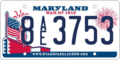 MD license plate 8AE3753