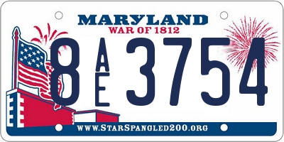 MD license plate 8AE3754