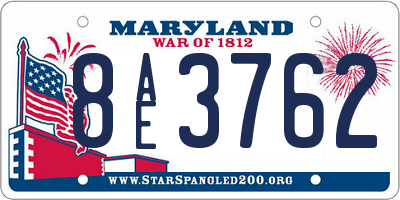 MD license plate 8AE3762
