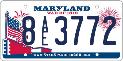MD license plate 8AE3772