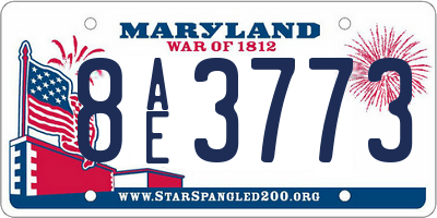 MD license plate 8AE3773