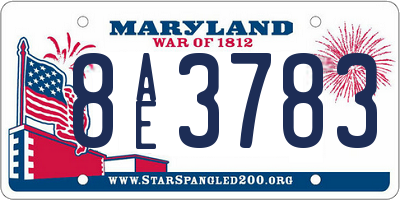 MD license plate 8AE3783