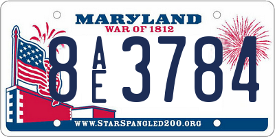 MD license plate 8AE3784