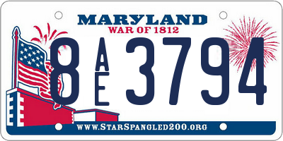 MD license plate 8AE3794