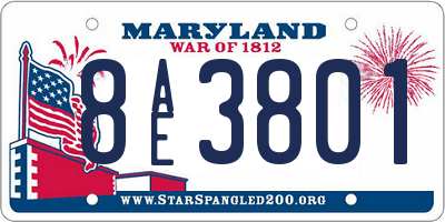 MD license plate 8AE3801