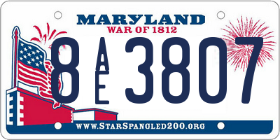 MD license plate 8AE3807