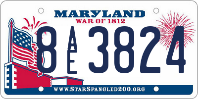 MD license plate 8AE3824