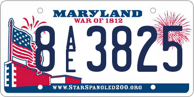 MD license plate 8AE3825