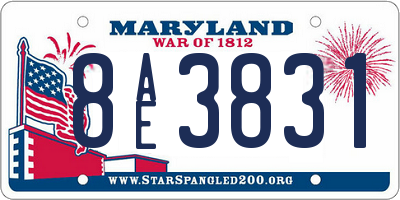 MD license plate 8AE3831