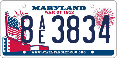 MD license plate 8AE3834
