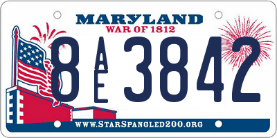 MD license plate 8AE3842