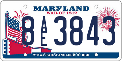 MD license plate 8AE3843
