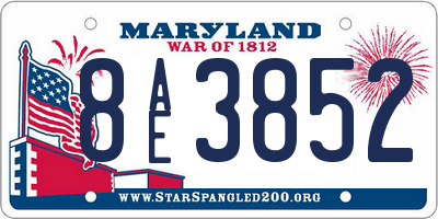 MD license plate 8AE3852