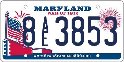 MD license plate 8AE3853