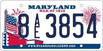 MD license plate 8AE3854