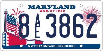 MD license plate 8AE3862
