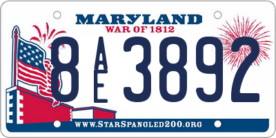 MD license plate 8AE3892