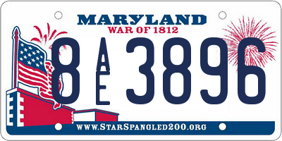 MD license plate 8AE3896