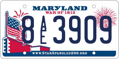 MD license plate 8AE3909