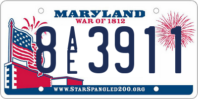 MD license plate 8AE3911