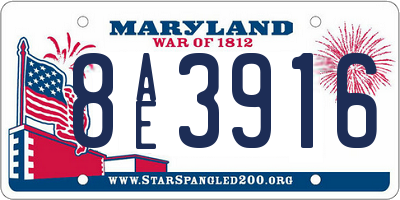 MD license plate 8AE3916