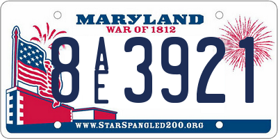 MD license plate 8AE3921
