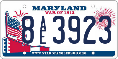 MD license plate 8AE3923