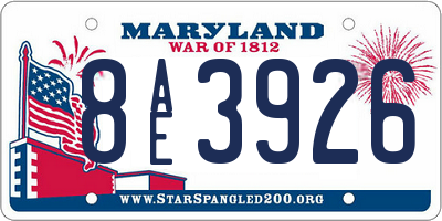 MD license plate 8AE3926