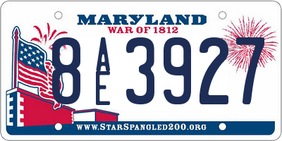 MD license plate 8AE3927