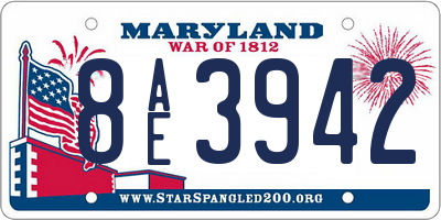 MD license plate 8AE3942