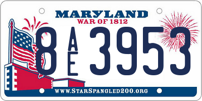 MD license plate 8AE3953