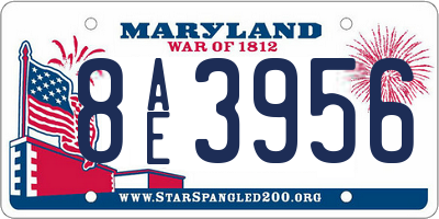 MD license plate 8AE3956