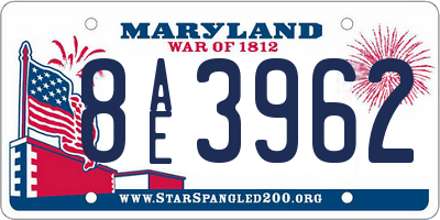 MD license plate 8AE3962
