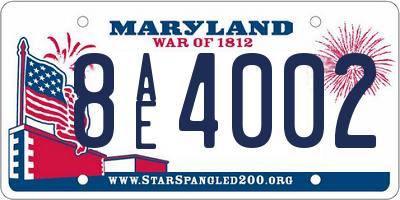 MD license plate 8AE4002