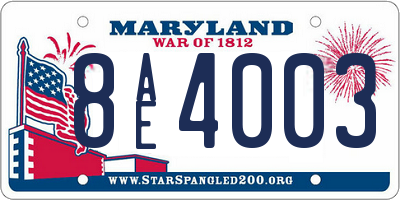 MD license plate 8AE4003