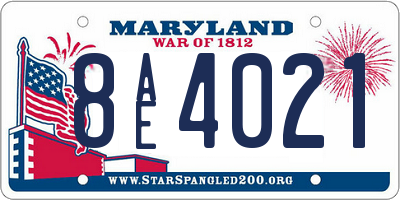 MD license plate 8AE4021