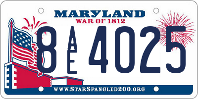 MD license plate 8AE4025