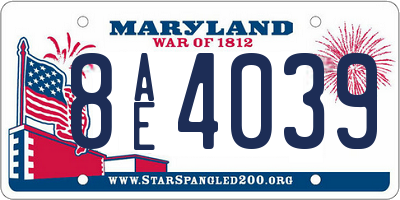 MD license plate 8AE4039
