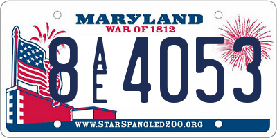 MD license plate 8AE4053