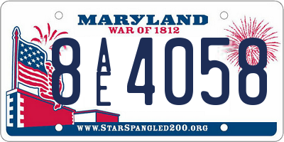 MD license plate 8AE4058