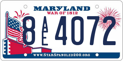 MD license plate 8AE4072