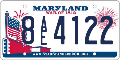 MD license plate 8AE4122