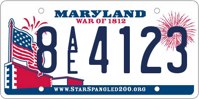 MD license plate 8AE4123
