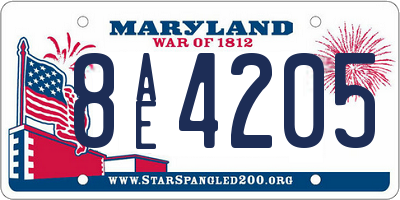 MD license plate 8AE4205