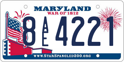 MD license plate 8AE4221