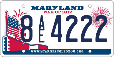MD license plate 8AE4222